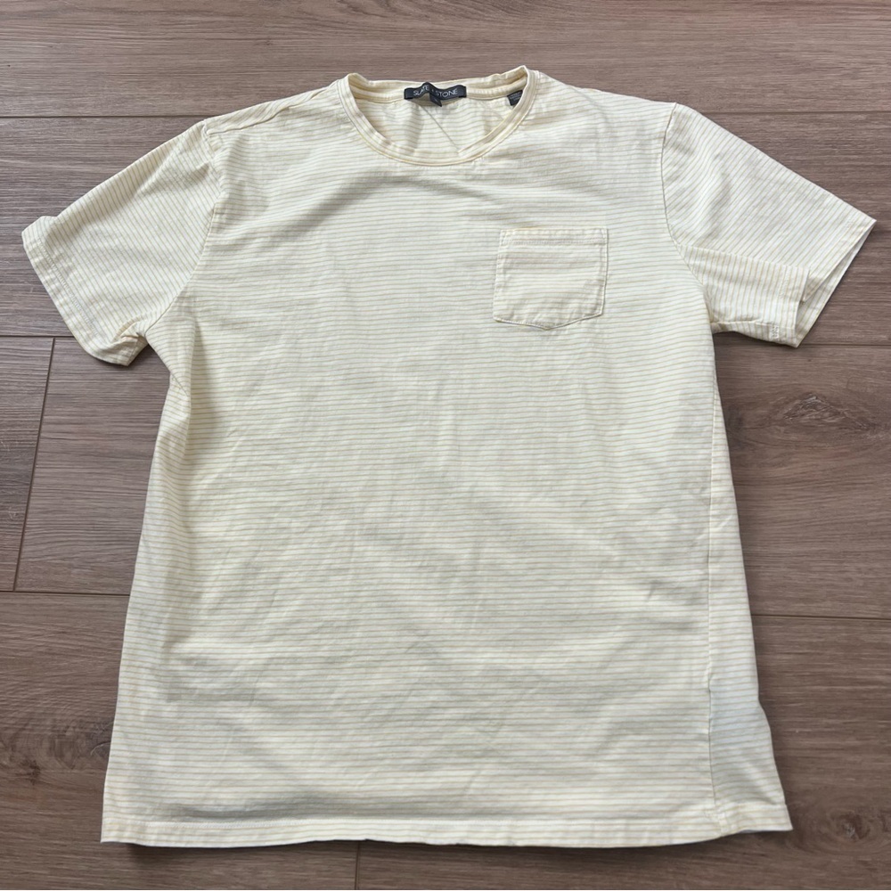 Slate & Stone Light Yellow Striped Tee size XL